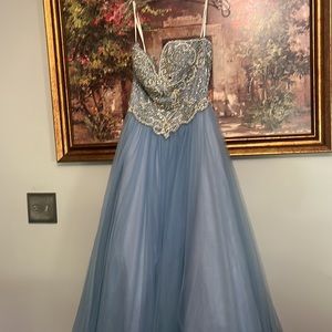 Corset backing floor length ballroom dress baby blue ( willing to negotiate)